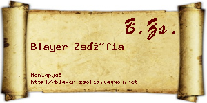 Blayer Zsófia névjegykártya